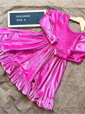 Girlhood Pink Velvet Twirl Dress